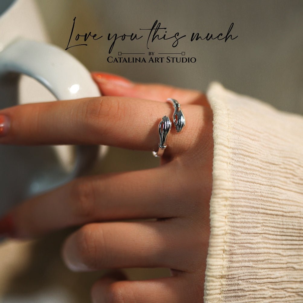 Daughter (Love, Mom) .925 Sterling Silver Hug Ring - Love You This Much