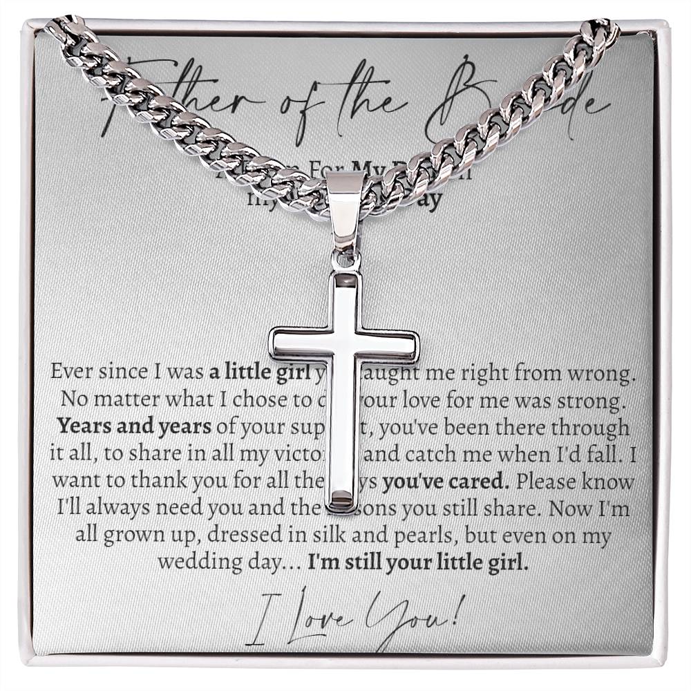 Father of the Bride (From Bride) Cross Cuban Necklace - Love You This Much