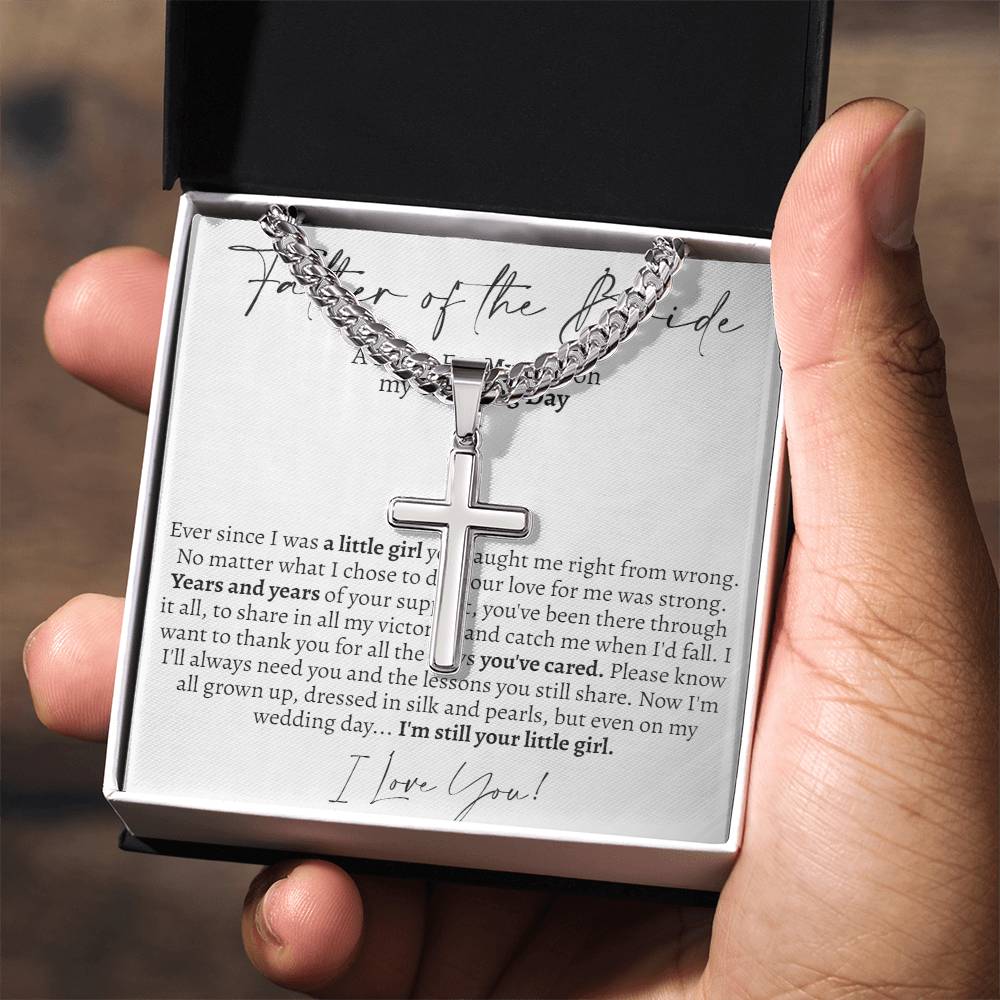 Father of the Bride (From Bride) Cross Cuban Necklace - Love You This Much