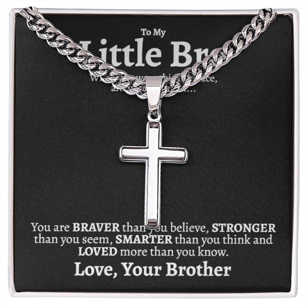 Little Brother Cuban Cross Necklace - Love You This Much