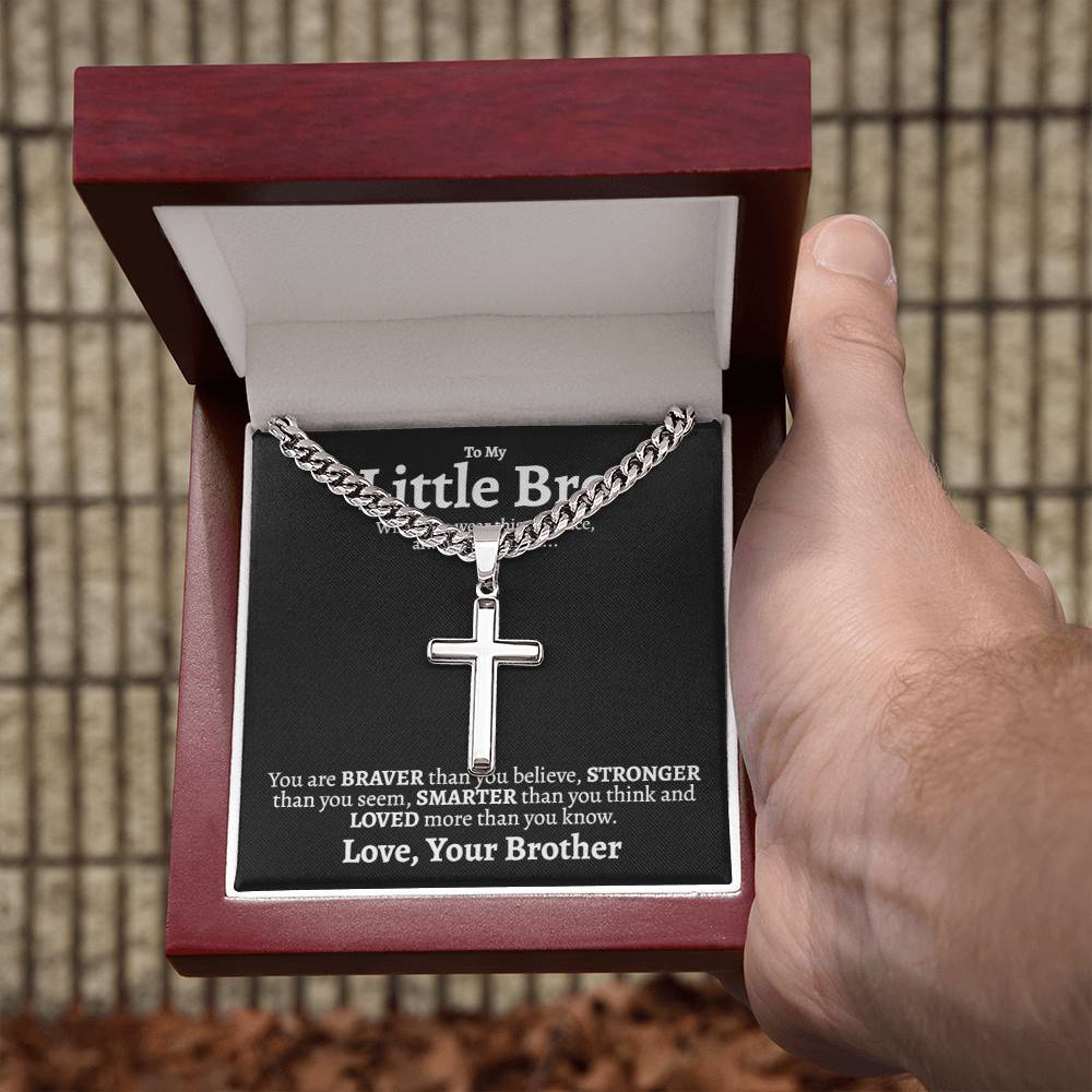 Little Brother Cuban Cross Necklace - Love You This Much