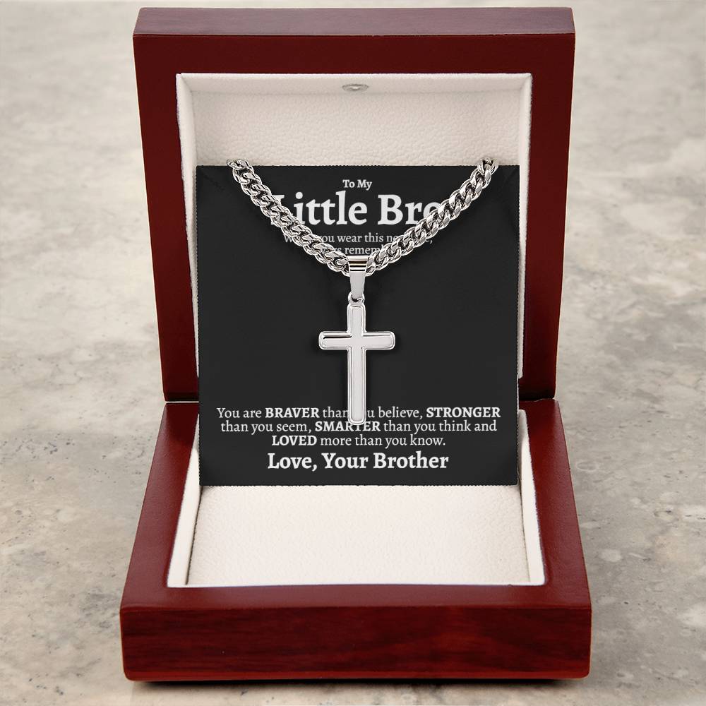 Little Brother Cuban Cross Necklace - Love You This Much