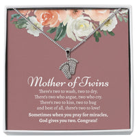 Thumbnail for Mother of Twins Baby Feet Necklace - Love You This Much