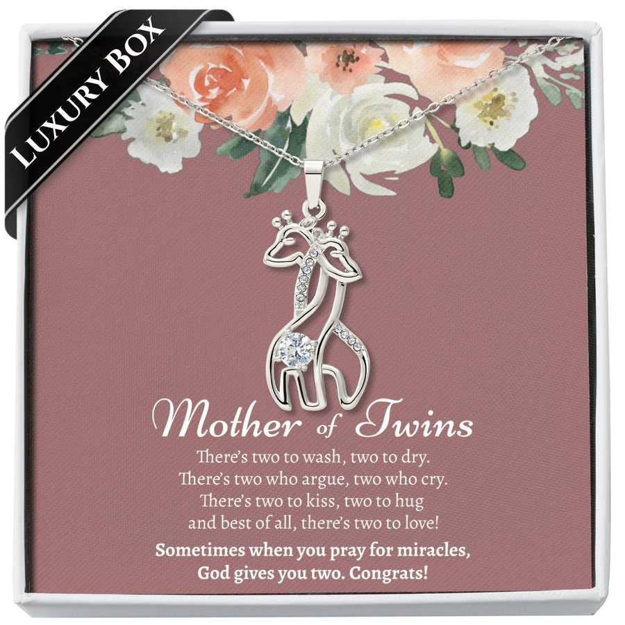 Mother of Twins Giraffe Necklace - Love You This Much