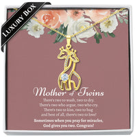 Thumbnail for Mother of Twins Giraffe Necklace - Love You This Much