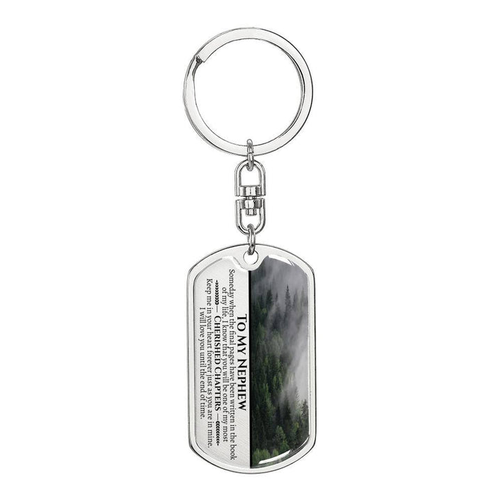 Nephew Cherished Chapters Dog Tag Keychain - Love You This Much