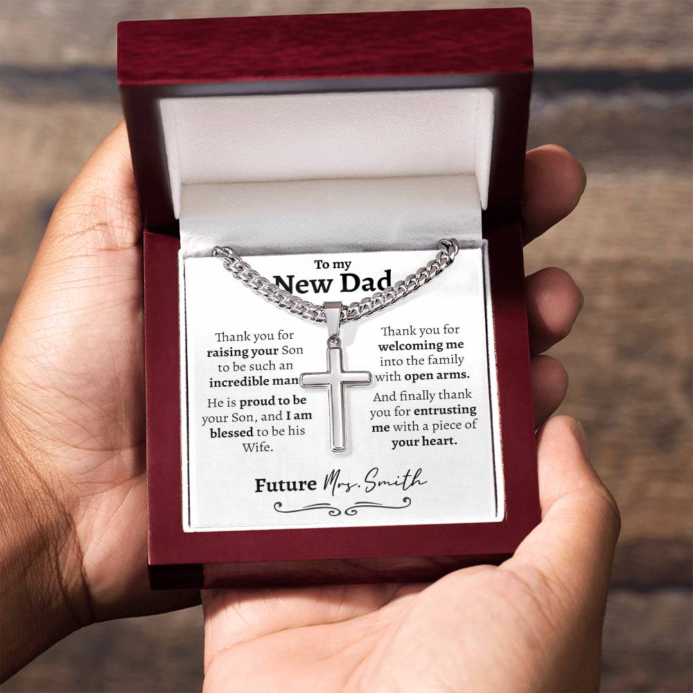 New Dad (From Daughter in Law) Cuban Cross Necklace - Love You This Much