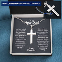 Thumbnail for New Dad (From Daughter in law) Wedding Ball Chain Cross Necklace - Love You This Much