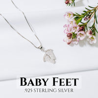 Thumbnail for New Mom Baby Feet Necklace - Love You This Much