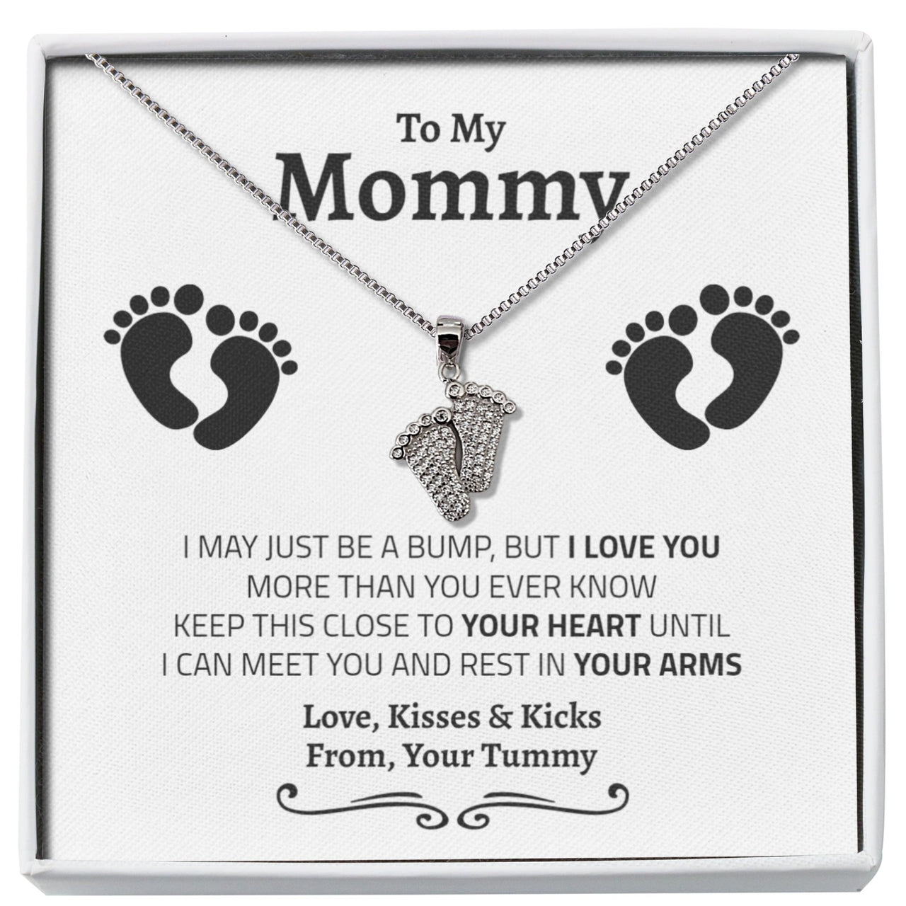 New Mom Baby Feet Necklace - Love You This Much