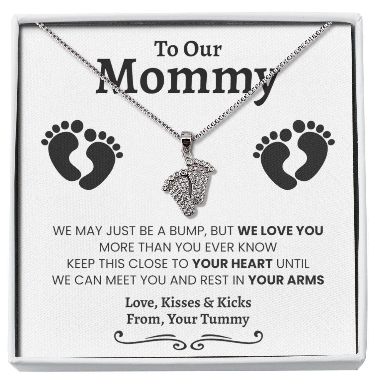 New Mom Expecting Twins Baby Feet Necklace - Love You This Much