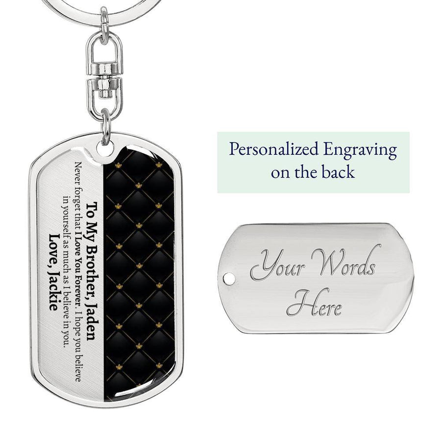 Personalized Brother Dog Tag Keychain - Love You This Much