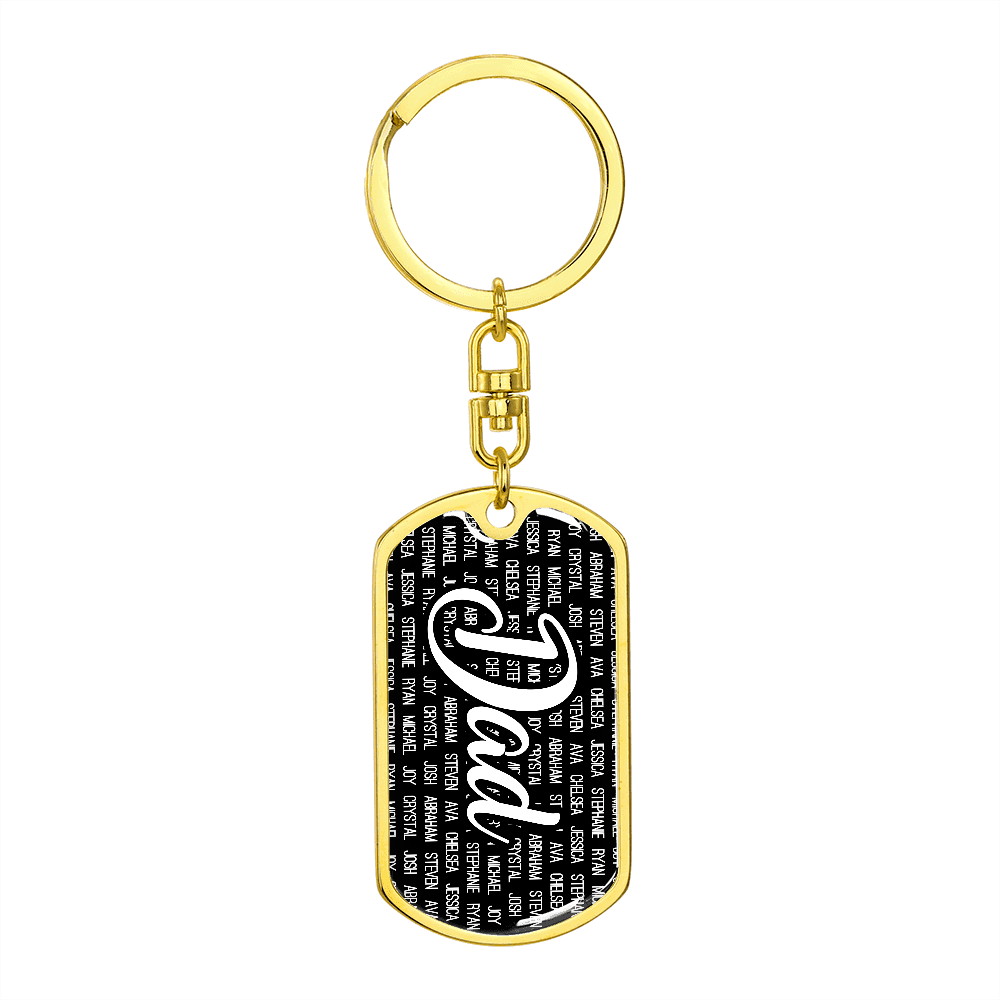 Personalized Dad (with Kids Names) Dog Tag Keychain - Love You This Much