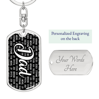 Thumbnail for Personalized Dad (with Kids Names) Dog Tag Keychain - Love You This Much