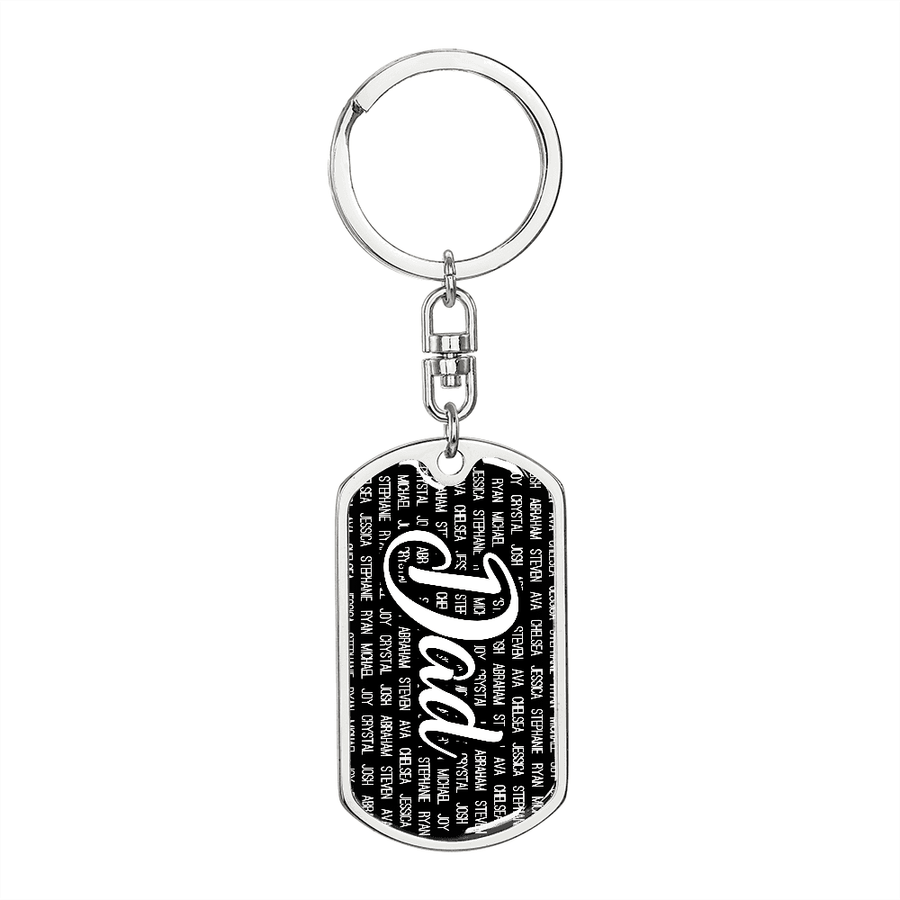 Personalized Dad (with Kids Names) Dog Tag Keychain - Love You This Much