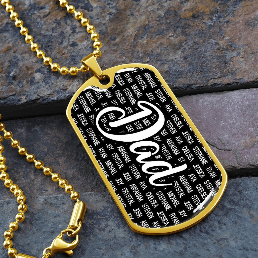 Personalized Dad (With Kids Names) Dog Tag Necklace - Love You This Much