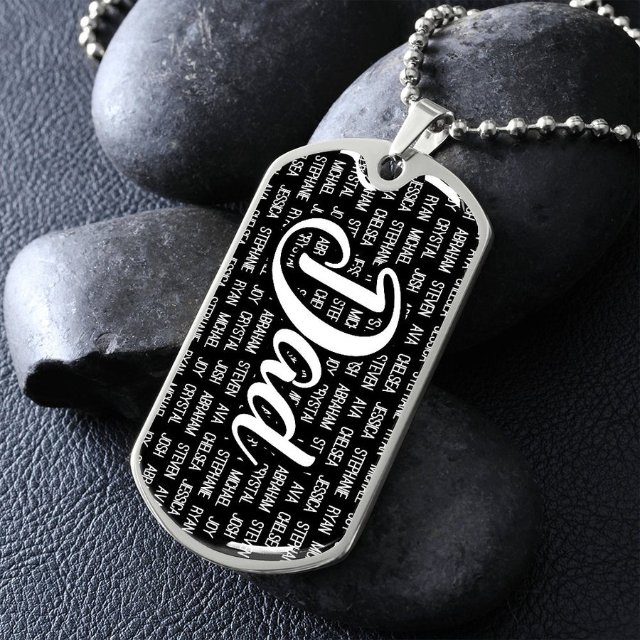 Personalized Dad (With Kids Names) Dog Tag Necklace - Love You This Much