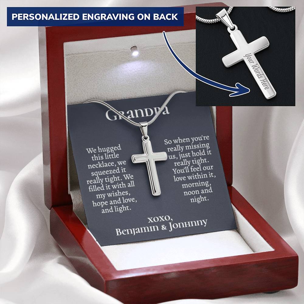 Personalized Grandpa (from Grandkids) Cross Necklace - Love You This Much