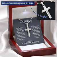 Thumbnail for Personalized Grandpa (from Grandkids) Cross Necklace - Love You This Much