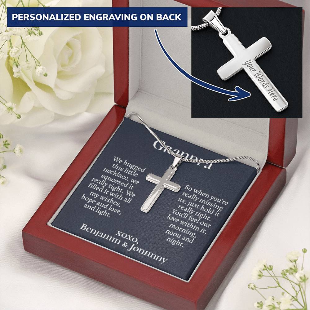 Personalized Grandpa (from Grandkids) Cross Necklace - Love You This Much