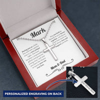 Thumbnail for Personalized Groom (From parents) Ball Chain Cross Necklace - Love You This Much