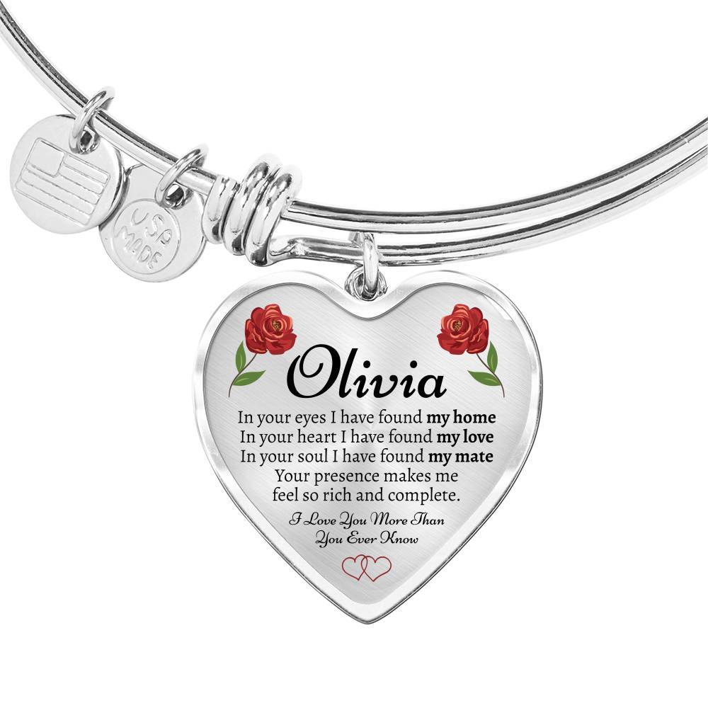 Personalized Name Roses Bangle Bracelet - Love You This Much