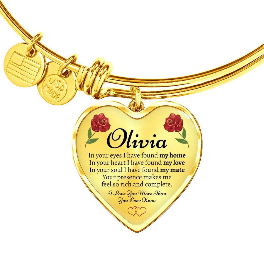 Personalized Name Roses Bangle Bracelet - Love You This Much