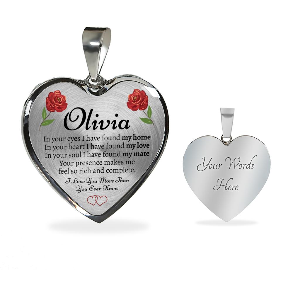 Personalized Name Roses Heart Necklace - Love You This Much