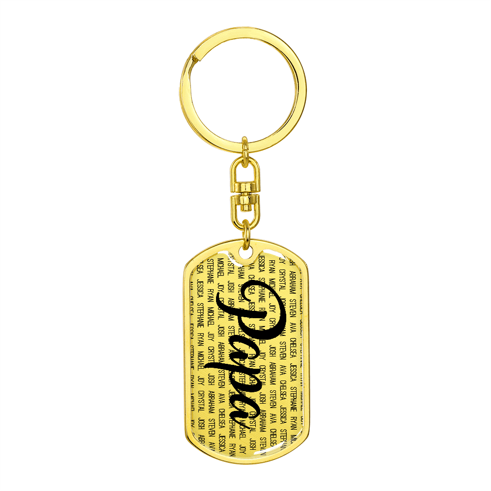 Personalized Papa (With Grandkids) Dog Tag Keychain - Love You This Much