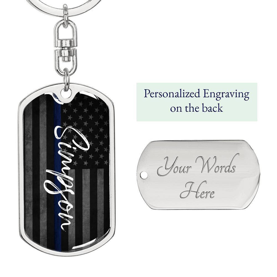 Personalized Police Officer Dog Tag Keychain - Love You This Much