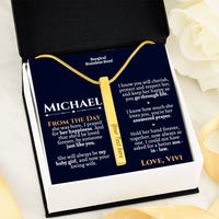 Thumbnail for Personalized Son In Law Wedding Bar Necklace - Love You This Much