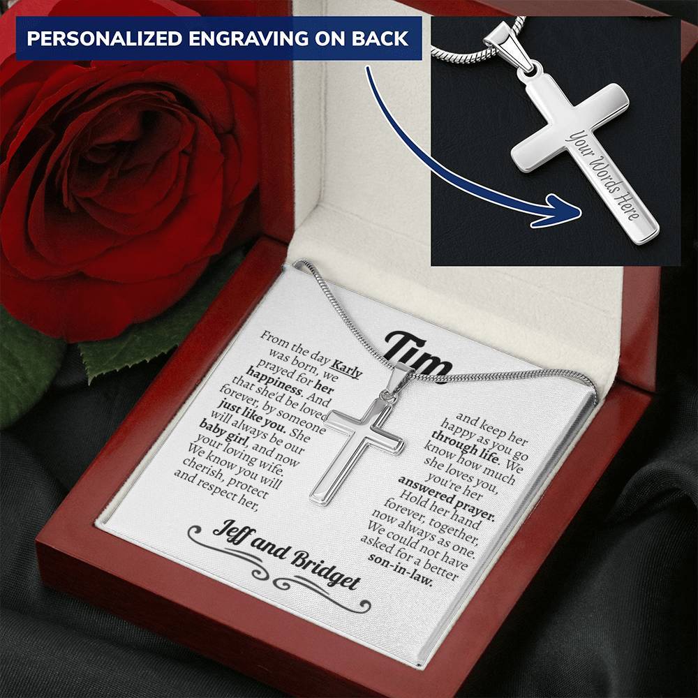 Personalized Son In Law (Wedding) Parents in Law Normal Cross Necklace (engraved) - Love You This Much