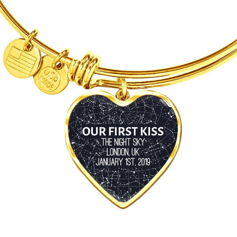 Personalized Star Map Heart Bangle Bracelet - Love You This Much