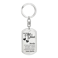 Thumbnail for Personalized You're All I Need Dog Tag Keychain - Love You This Much