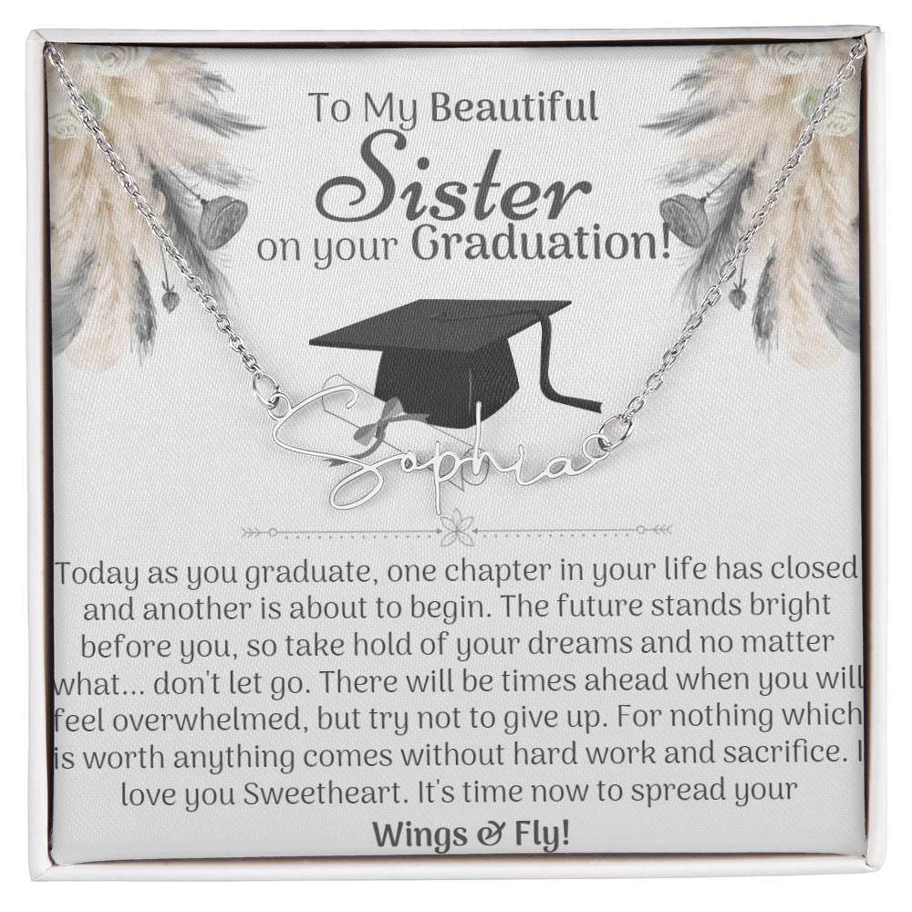 Sister Graduation Name Necklace - Love You This Much