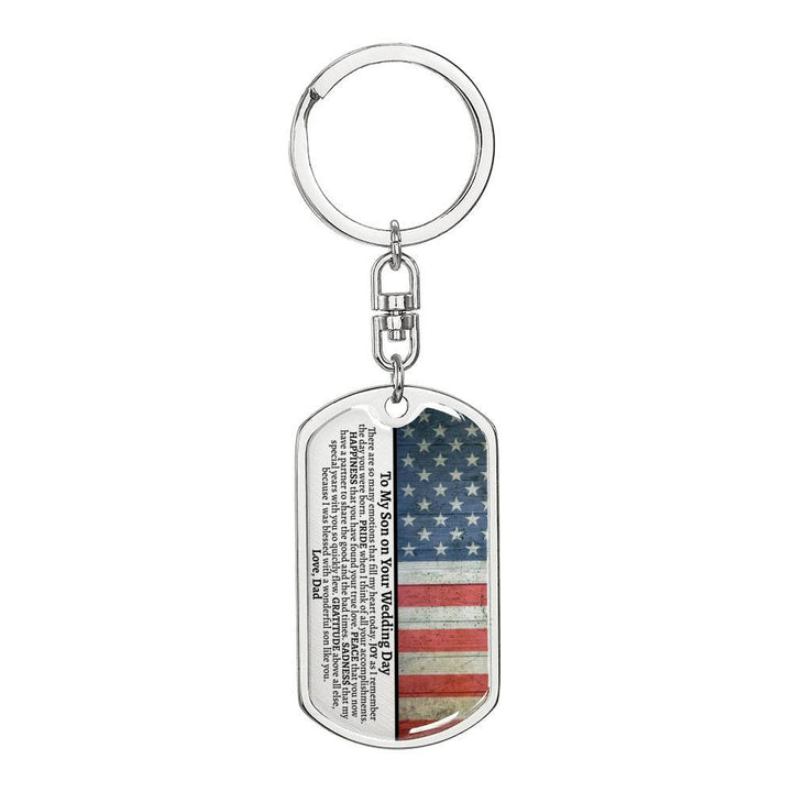 Son Wedding Day (Love Dad) Dog Tag Keychain - Love You This Much