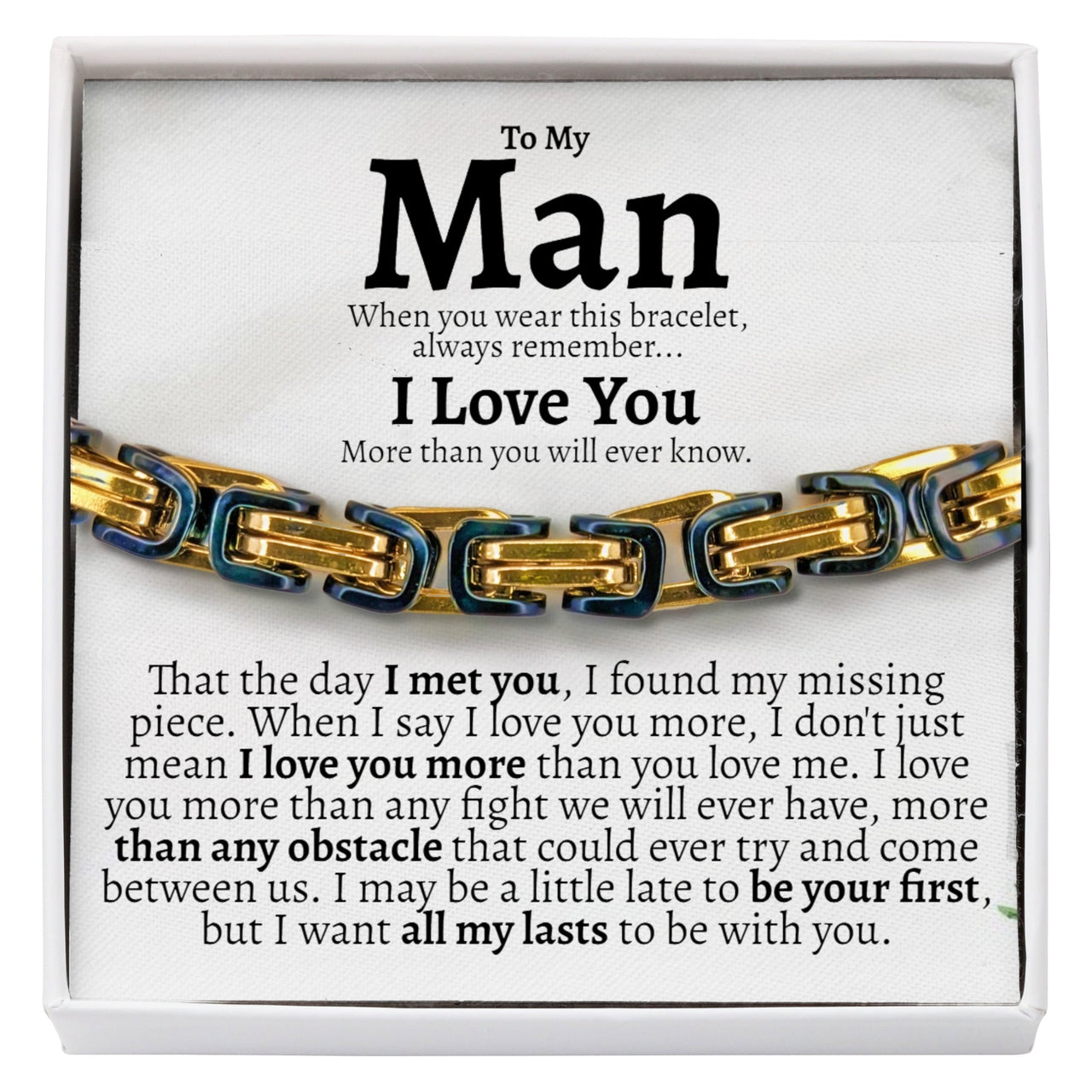 To My Man Cuban Twist Steel Bracelet - Love You This Much