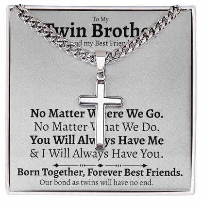 Twin Brother Cuban Cross Necklace - Love You This Much